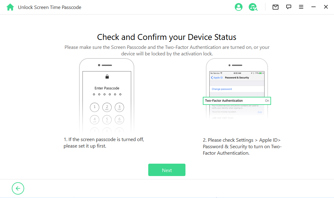 comprobar el estado del dispositivo desbloquear el tiempo de pantalla