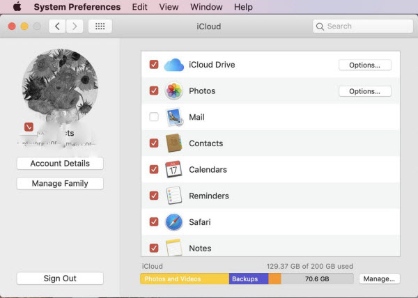 check icloud space on mac