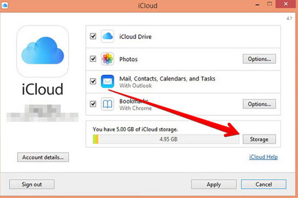 check icloud space on web