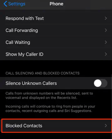 check iPhone blocked contacts