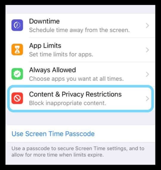 check restrictions iphone