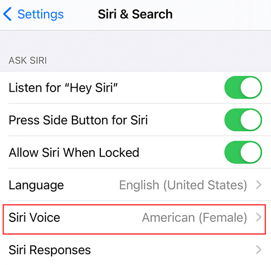 check siri voice