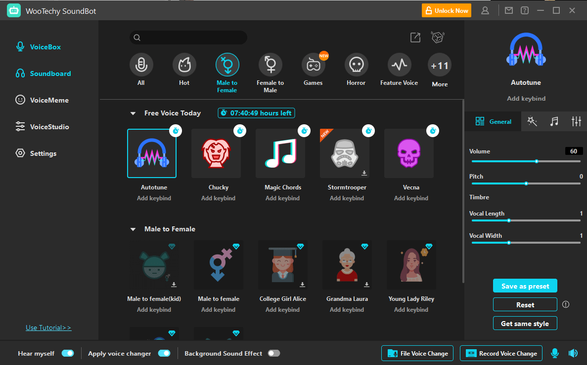 autotune voice in SoundBot