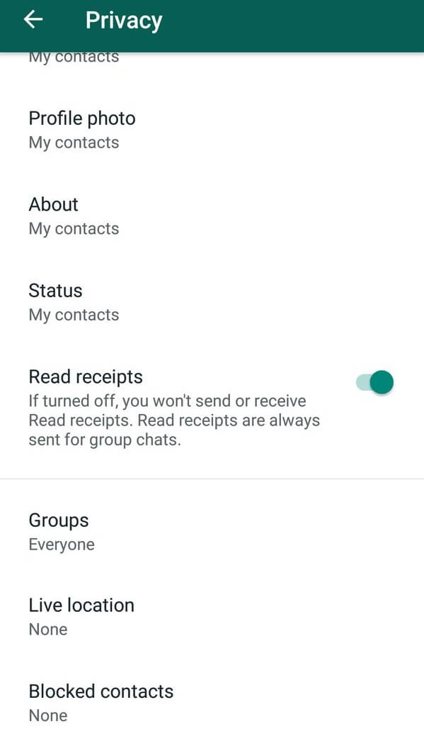 turn off WhatsApp read receipts