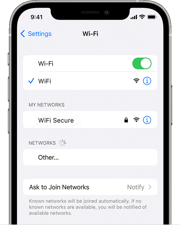 check wifi settings