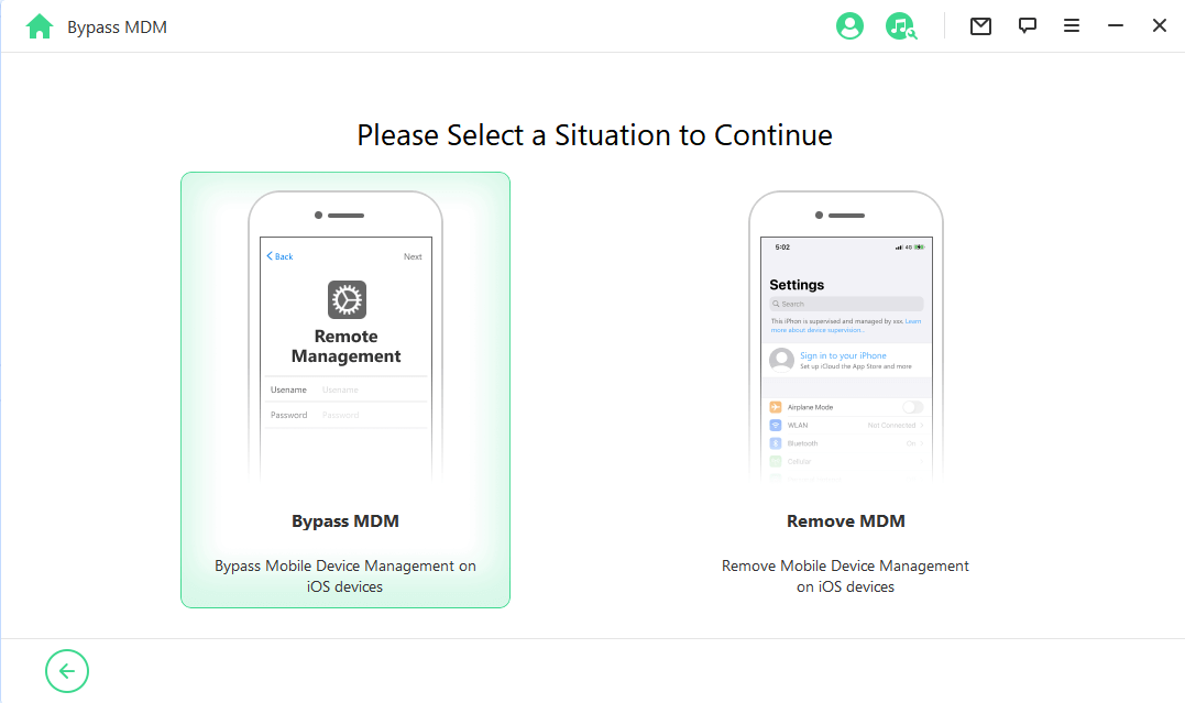 elegir situación bypass mdm