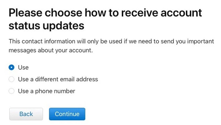 choose how to receive account status updates