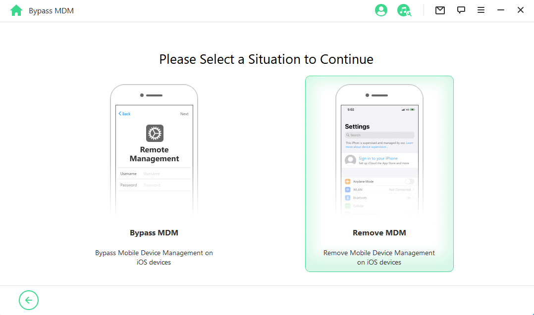 choose remove mdm situation