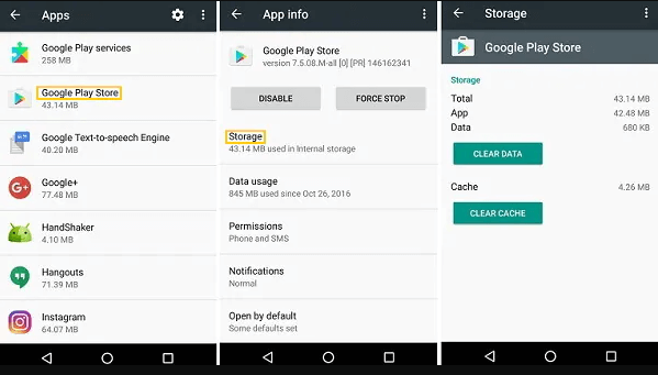 clear app cache on Android