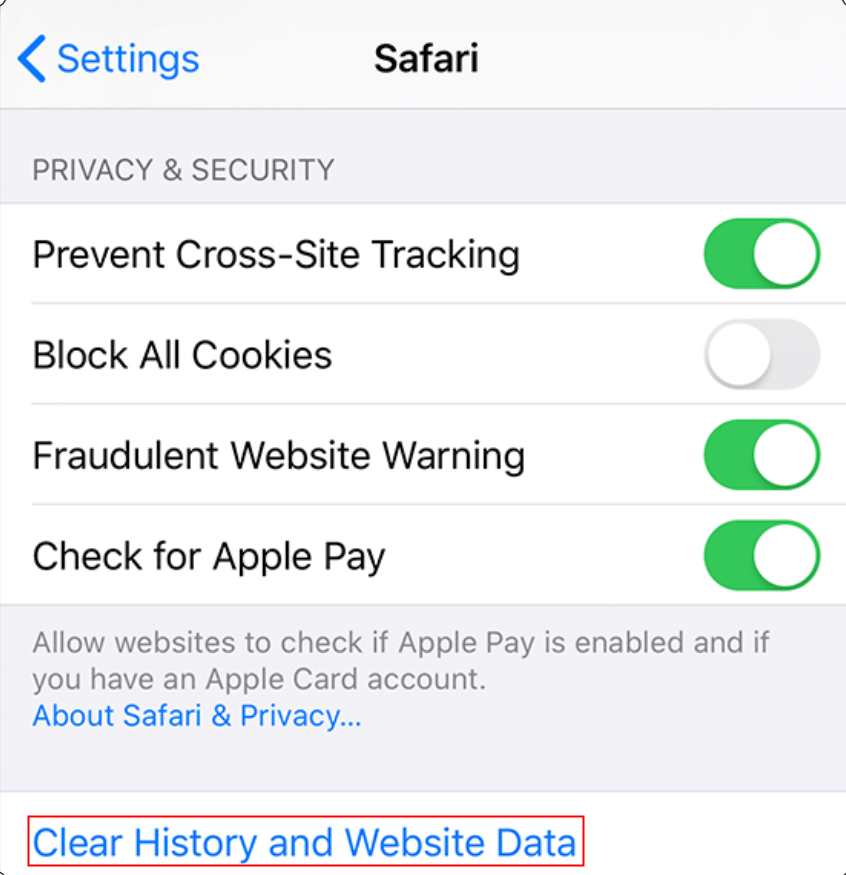 clear safari data on iPhone