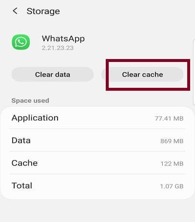 clear WhatsApp cache Android