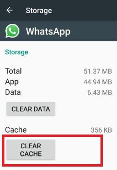 clear WhatsApp cache