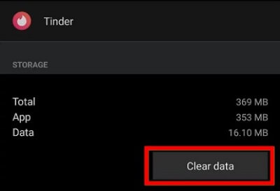 Clear Tinder's cache and data