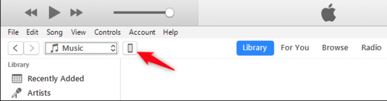 click phone icon in iTunes