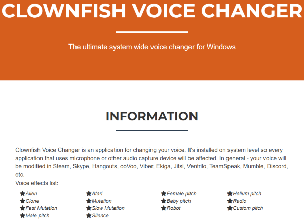 Clownfish voice changer