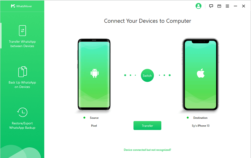 connect devices to computer for WhatsApp transfer