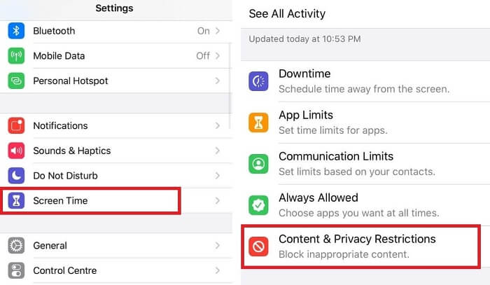 content restrictions on iPhone