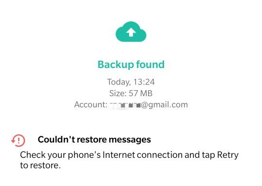could not restore messages whatsapp