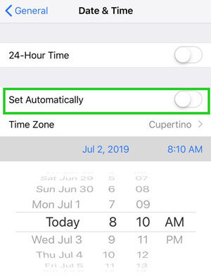 set automatically on iPad date and time