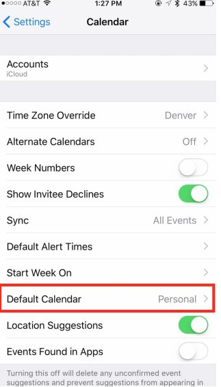 default calendar