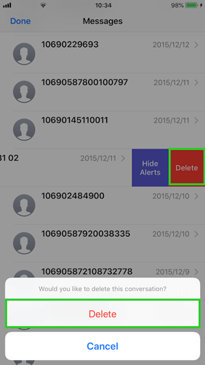 how to delete a conversation on iPhone