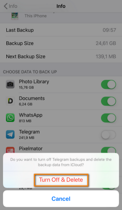 extract and delete app backups from icloud storage