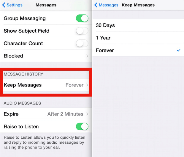 change the frequency of iMessage