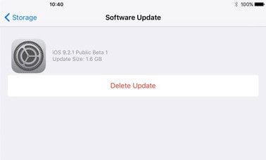 delete update on iPad
