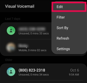 delete voicemail on android