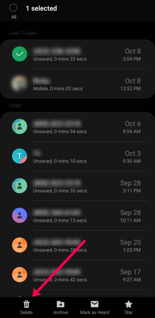delete voicemail on android