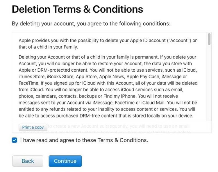 deletion terms and conditions