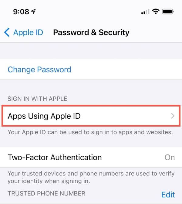 disable apps linked with Apple ID