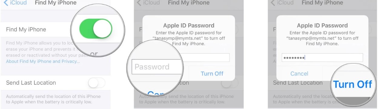 disable find my iphone