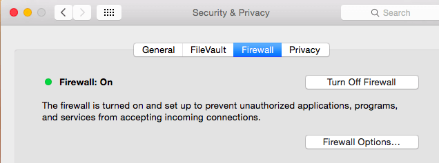 disable firewall on mac