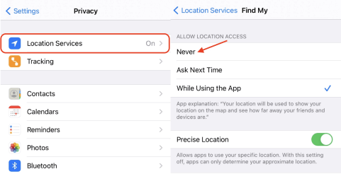 disable location services find my