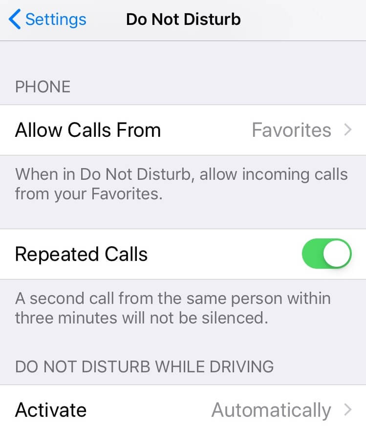disable repeated calls for dnd