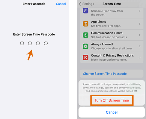 disable screen time to sign out apple id