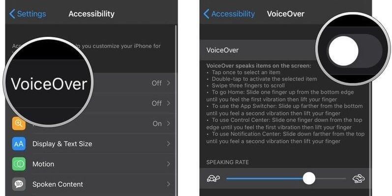 disable voiceover on iPhone