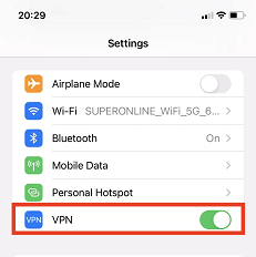 disable vpn iphone