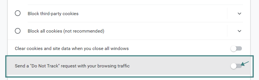 do not track on google chrome