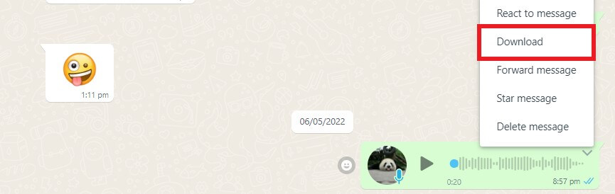 download WhatsApp audio on WhatsApp Web