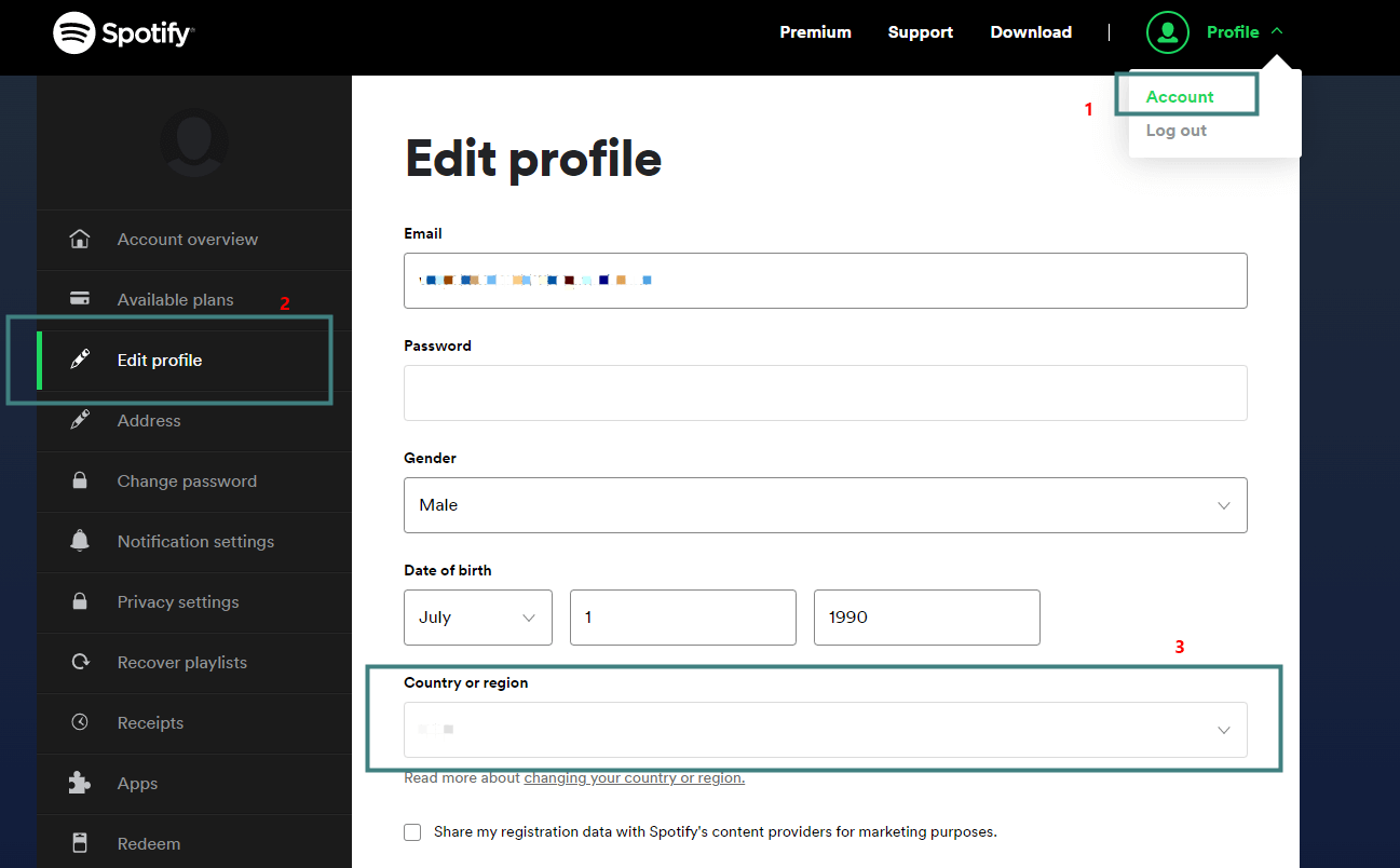 edit profile spotify