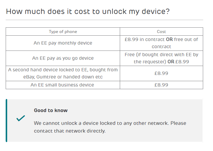 ee unlock price