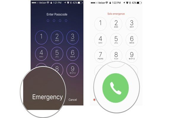 emergency call lock screen iphone