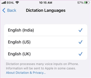 enable dictation language