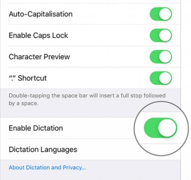enable dictation