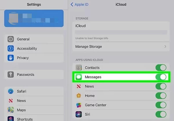enable iCloud messages on iPad