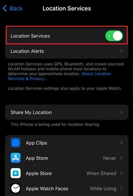enable location service on iphone