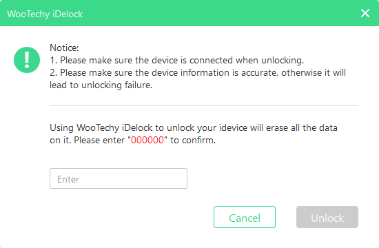 confirm to unlock