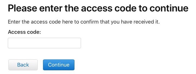 enter access code to continue